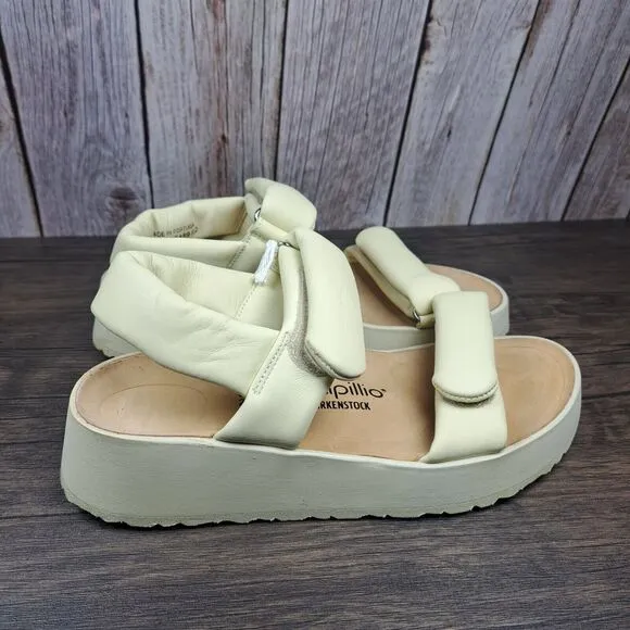 Birkenstock Papillio Theda Leather Wedge Sandals Women's Sz 8 N ECRU (NWT/NWD)