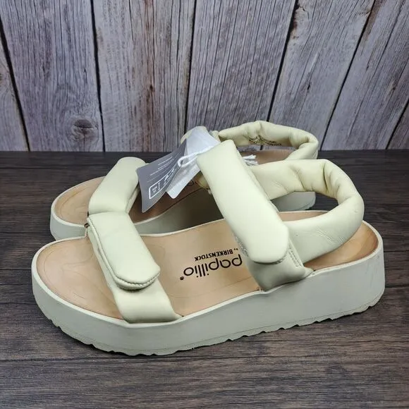 Birkenstock Papillio Theda Leather Wedge Sandals Women's Sz 8 N ECRU (NWT/NWD)