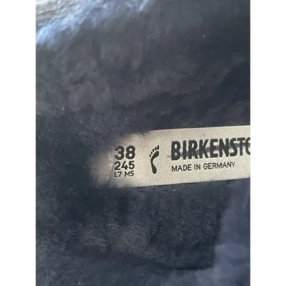 Birkenstock Sandals Arizona Shearling Blue Suede Leather Vacay Shoes Sz 38 US 7