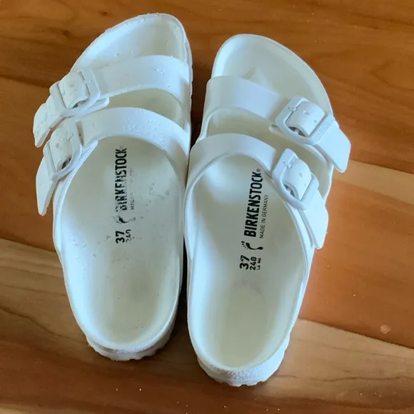 Birkenstock white plastic shoes sandals size 37 USA 6