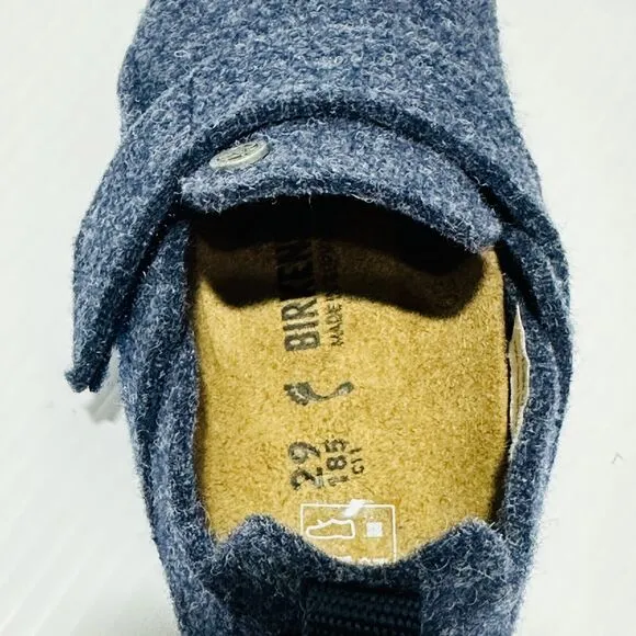 Birkenstock Zermatt HL Fit Blue Wool Felt Slippers Shoes Kids Size 11 /EU 29