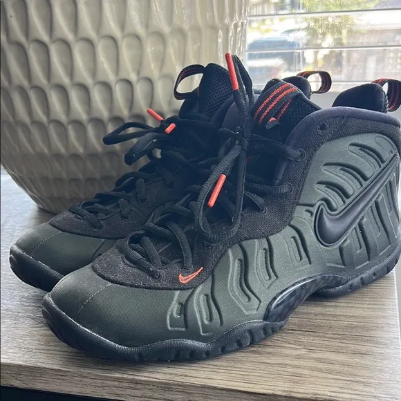 Black and Green Foamposite Sneakers