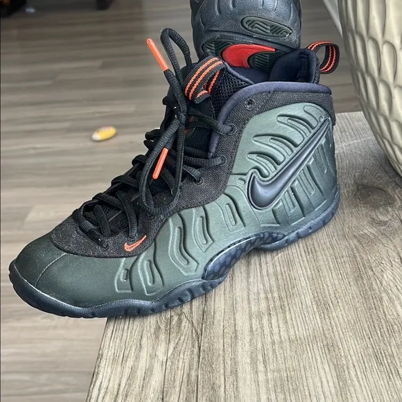 Black and Green Foamposite Sneakers