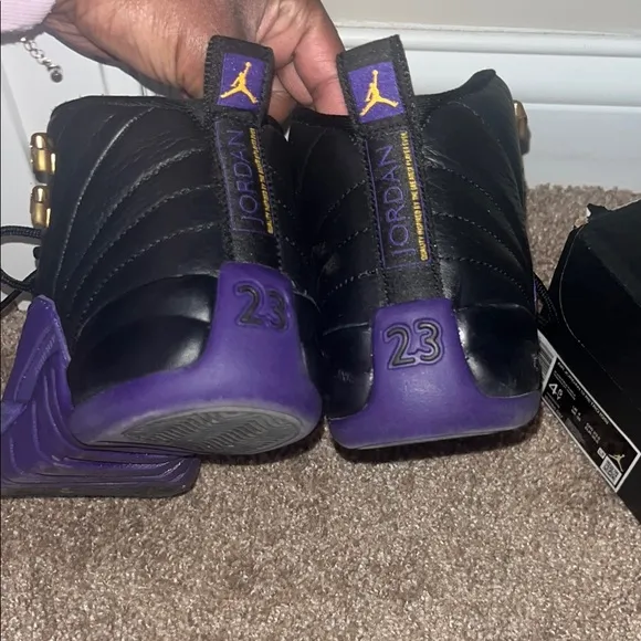 Black and Purple Sneakers with Gold Accents
