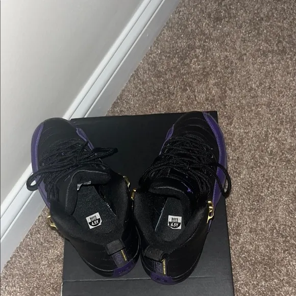 Black and Purple Sneakers with Gold Accents