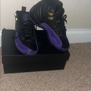 Black and Purple Sneakers with Gold Accents