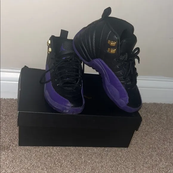 Black and Purple Sneakers with Gold Accents