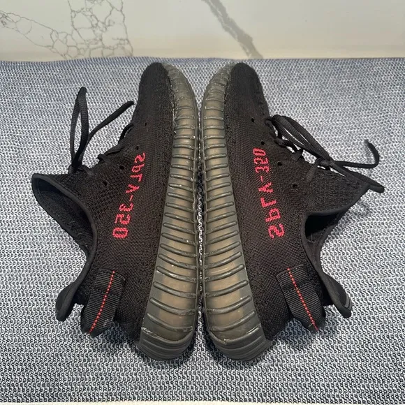 Black and Red Yeezy Boost 350 Sneakers