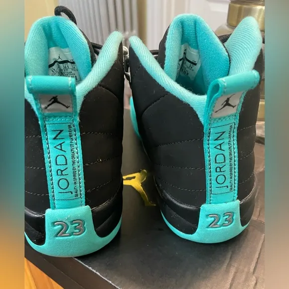 Black and Teal Sneakers with Silver Logo
