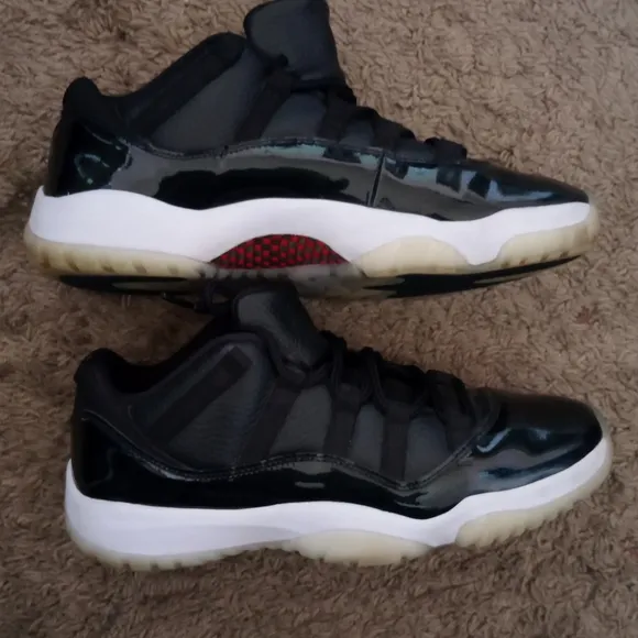 Black and White Low Top Jordan 11 Mens Sneakers Size 10