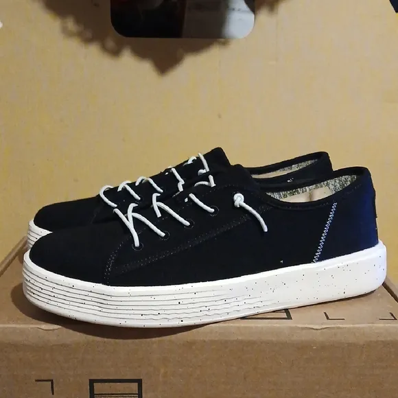 Black and White Low-Top Sneakers with Canvas Upper