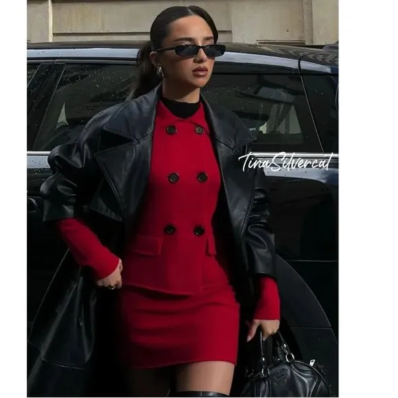 BLOGGER'S FAVE! Zara Red Wool Blazer Jacket NWT