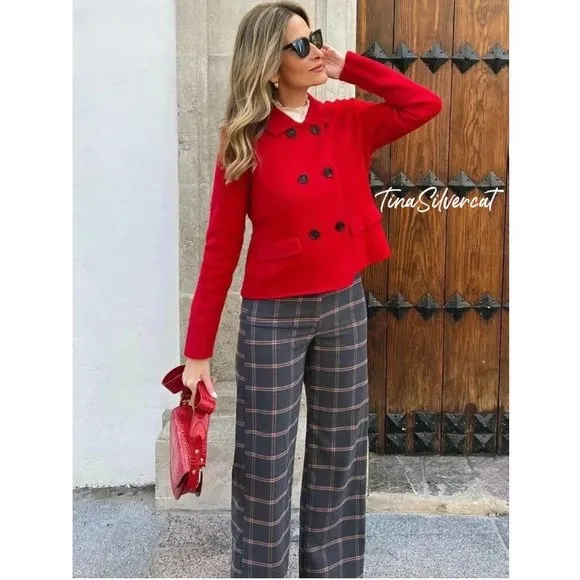 BLOGGER'S FAVE! Zara Red Wool Blazer Jacket NWT