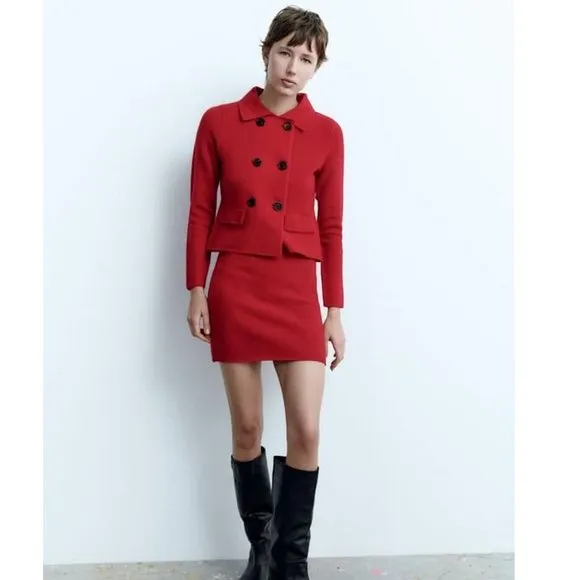 BLOGGER'S FAVE! Zara Red Wool Blazer Jacket NWT