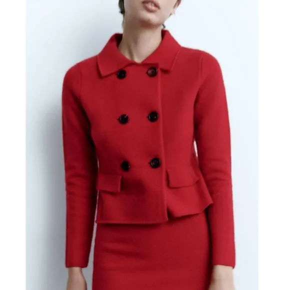 BLOGGER'S FAVE! Zara Red Wool Blazer Jacket NWT