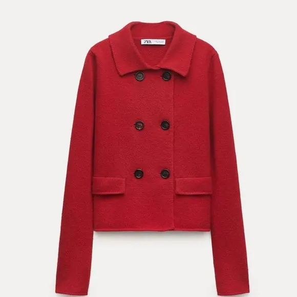 BLOGGER'S FAVE! Zara Red Wool Blazer Jacket NWT
