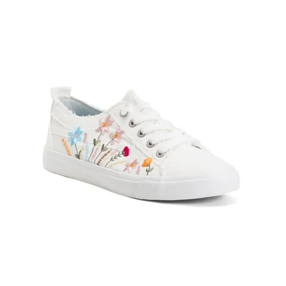 BLOWFISH White Multi Floral Embroidered Slip On Sneakers