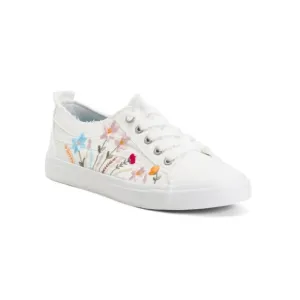 BLOWFISH White Multi Floral Embroidered Slip On Sneakers