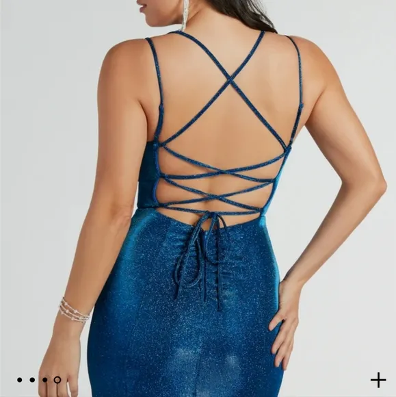Blue sparkle prom dress