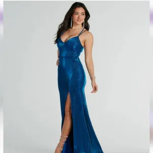 Blue sparkle prom dress
