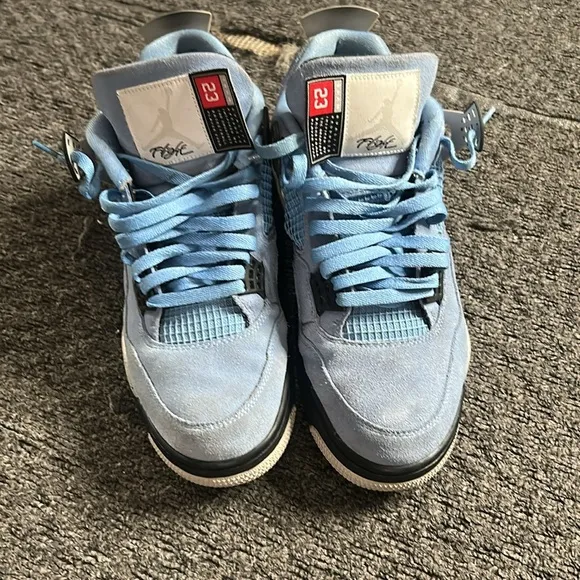 Blue Suede Sneakers with Black and White Accents