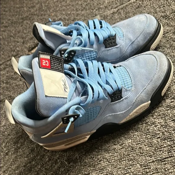 Blue Suede Sneakers with Black and White Accents