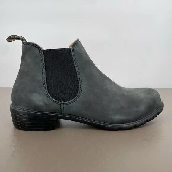 Blundstone #1971 Rustic Black Leather Dark Gray Low Chelsea Style Ankle Boots 9