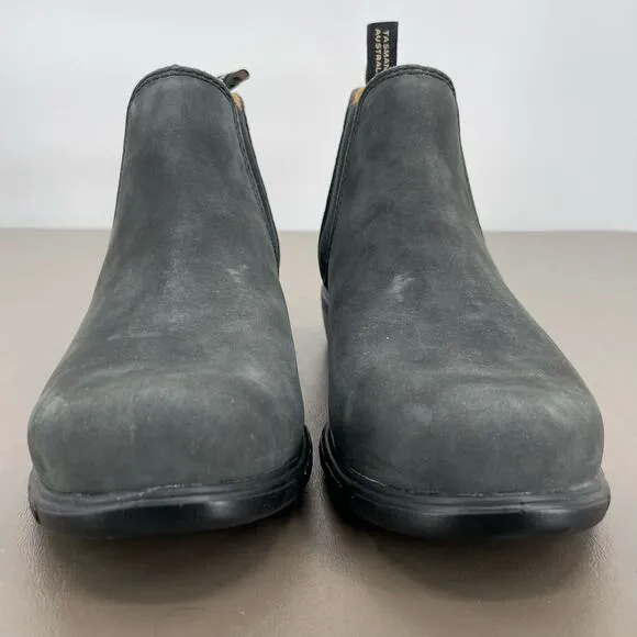 Blundstone #1971 Rustic Black Leather Dark Gray Low Chelsea Style Ankle Boots 9