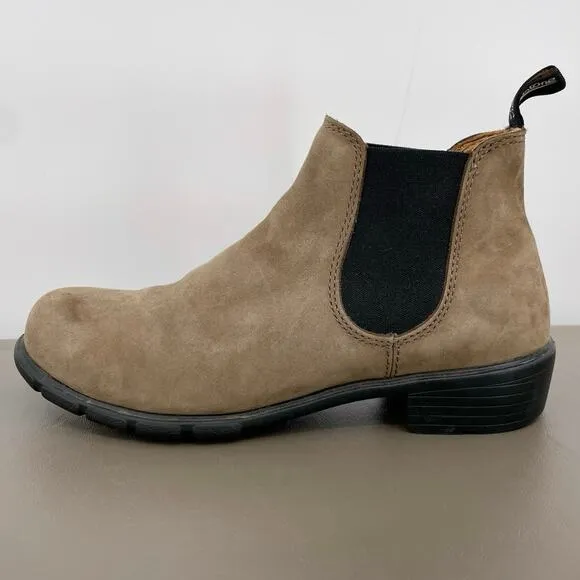 Blundstone #1974 Stone Nubuck Leather Light Tan Low Chelsea Style Ankle Boots 8