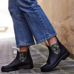 Blundstone 2201 Black Chelsea Boots Floral Fern Elastic - Women’s 9.5 / UK 6.5