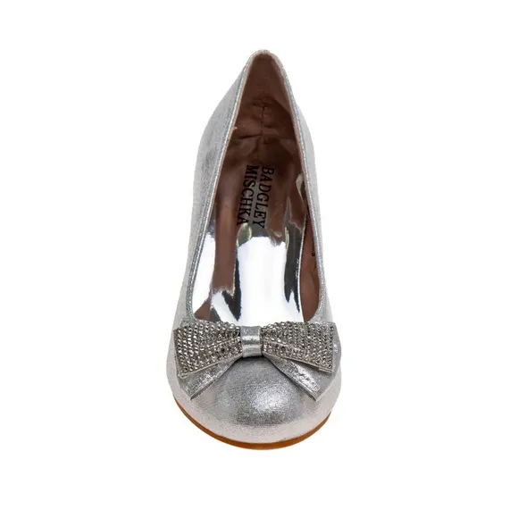 BNIB, Badgley Mischka Girls' Sparkle Studded Bow Dress Shoes, Girls 5, princess