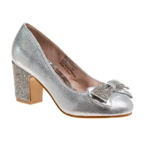 BNIB, Badgley Mischka Girls' Sparkle Studded Bow Dress Shoes, Girls 5, princess
