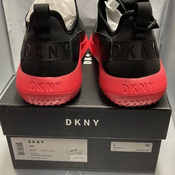 BNWT DKNY Men’s sneaker zipper/slip on sneakers size 8 Black/Red