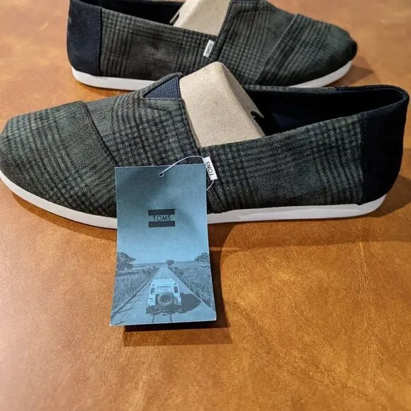 Bnwt!!!Toms shoes dusty olive brushed glen plaid