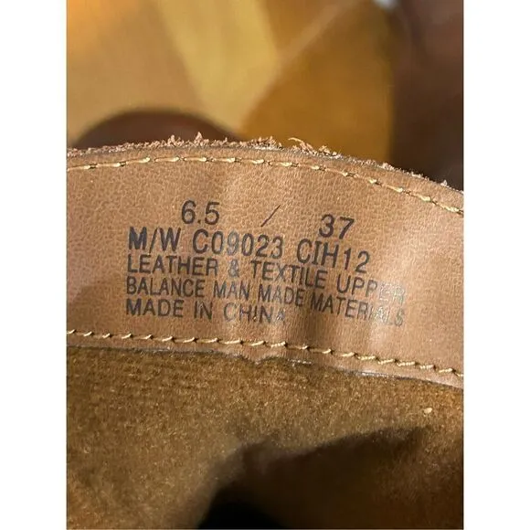 B.O.C Size 6.5 Brown Leather Slip on Tie Wedge Bootie Boots