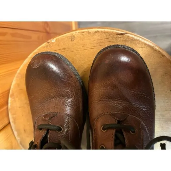 B.O.C Size 6.5 Brown Leather Slip on Tie Wedge Bootie Boots