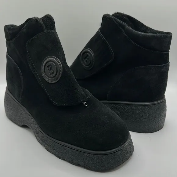 Bogner Sz 9 Black Suede Winter Boots with Platform Sole