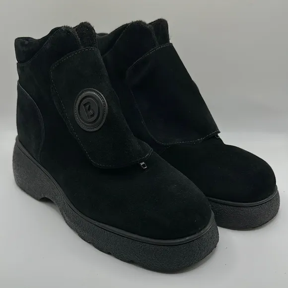 Bogner Sz 9 Black Suede Winter Boots with Platform Sole