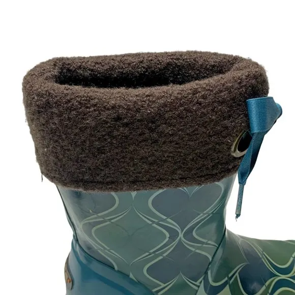 BOGS Becca Teal Swirl Print Fleece Lined Mid‎ Calf Boots