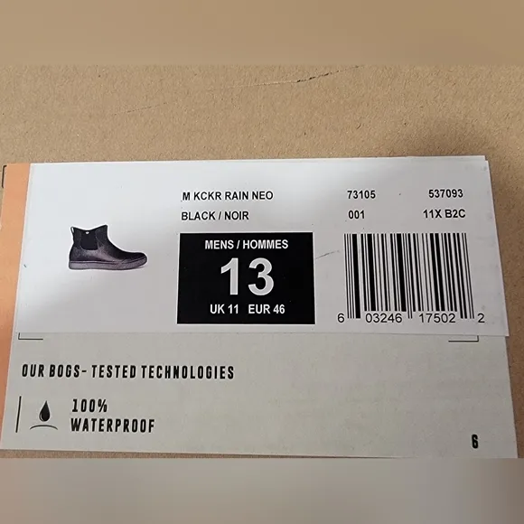 BOGS Rain Kicker Chelsea Neo Boots Mens Size 13 New In Box