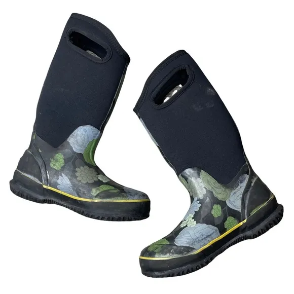 BOGS Women's Classic High 'Le Jardin' Rubber Floral/Black Winter Snow Boots 6