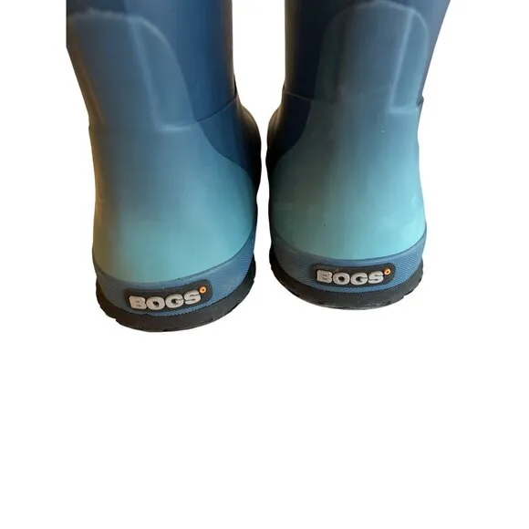 Bogs Youth Size 6 Waterproof Ombre Rain Boots With Handles - Durable Rubber Sole