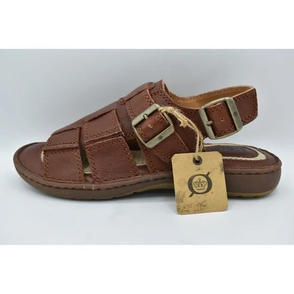 Born Mens Size 12 Miguel Full Grain Leather Dark Tan Bourban Sandals Shoes