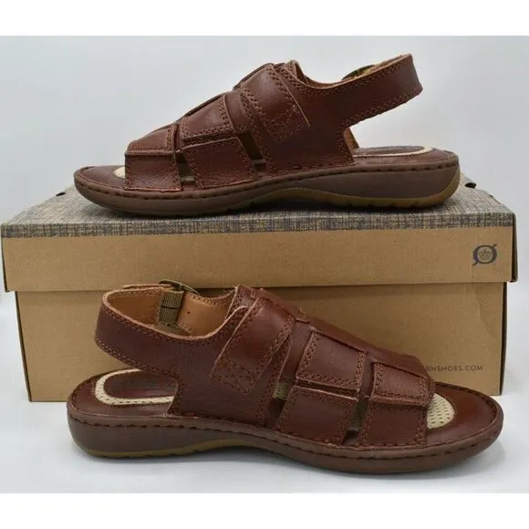 Born Mens Size 12 Miguel Full Grain Leather Dark Tan Bourban Sandals Shoes