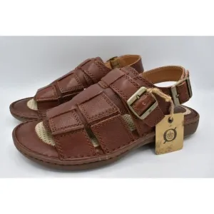 Born Mens Size 12 Miguel Full Grain Leather Dark Tan Bourban Sandals Shoes