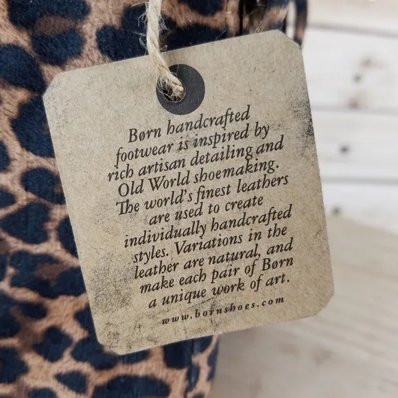 BORN REMO 6 US Leopard Print Ankle Boots Fabric Booties Slip-on/Pull-on NEW