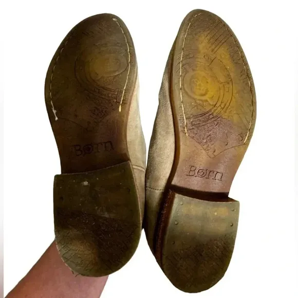 Born Suede Ankle Boots, Size 6.5 / 37, Tan Natural Booties, Born Arula Shoes