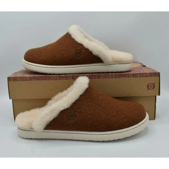 Born Womens Size 7 Zoe Brown Wool Slip On Slippers Shoes