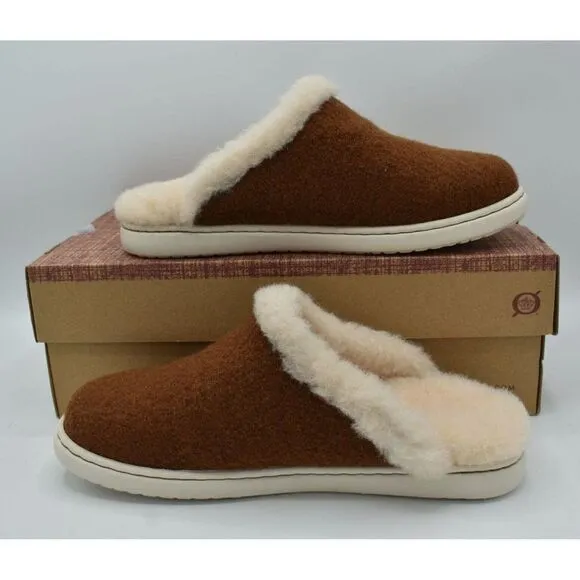 Born Womens Size 7 Zoe Brown Wool Slip On Slippers Shoes