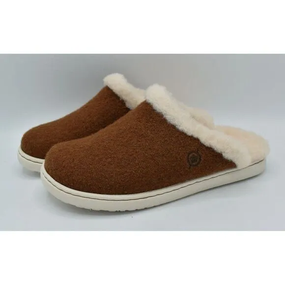 Born Womens Size 7 Zoe Brown Wool Slip On Slippers Shoes